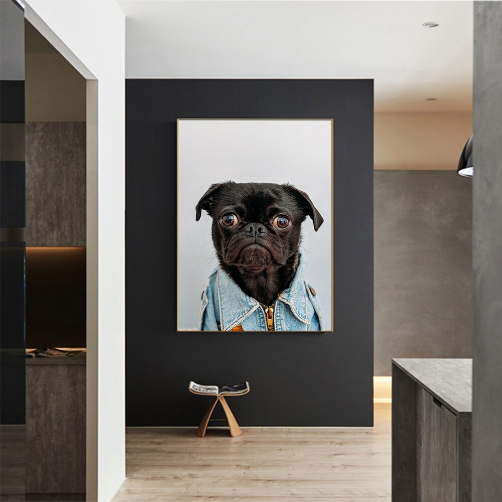 Portrait avec chien habillé