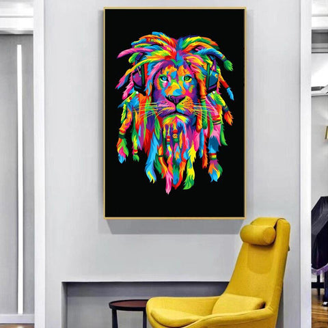 Toile lion rasta